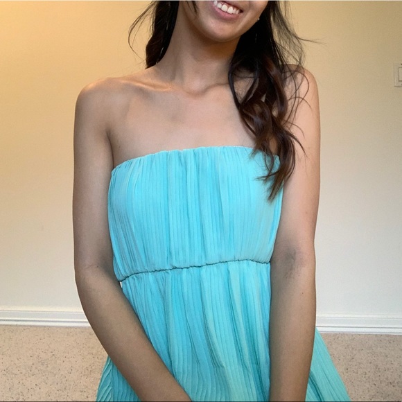 Teal aqua strapless dress - Picture 3 of 4